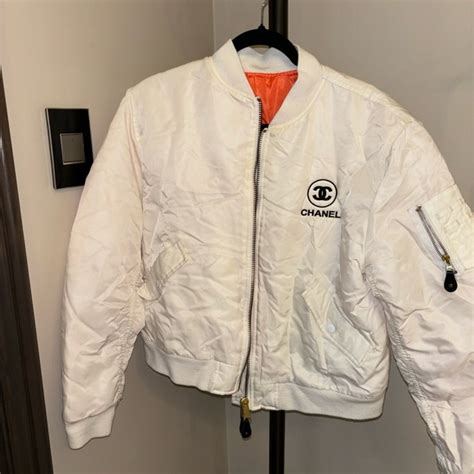 chanel bomber jacket white|chanel jacket clearance.